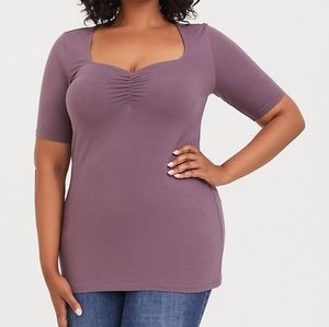 Wisteria Purple Ruched Sweetheart Foxy Tee Size 2